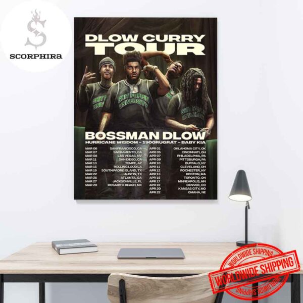 BossMan Dlow Dlow Curry Tour Dates At Shit Poppin University 2025 Fan Gifts Home Decor Poster Canvas