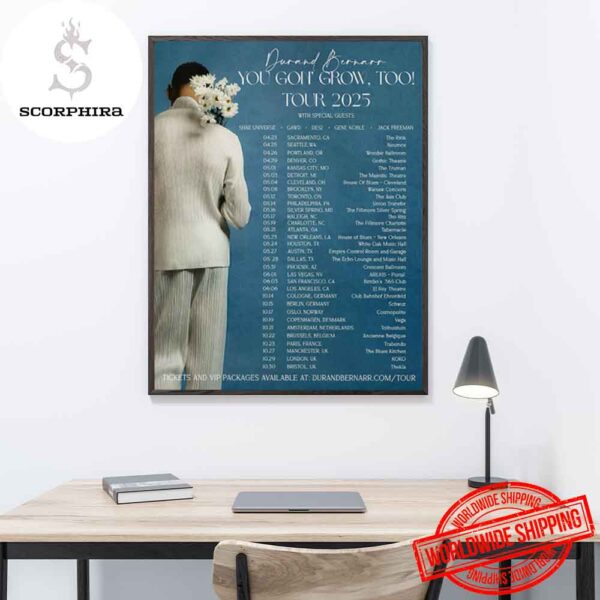 Durand Bernarr You Gon Grow Too Tour 2025 Fan Gifts Home Decor Poster Canvas