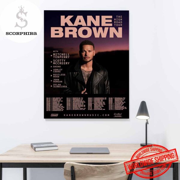 Kane Brown The High Road Tour Dates 2025 Fan Gifts Home Decor Poster Canvas