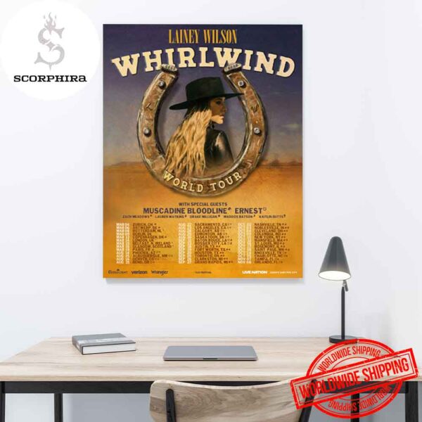 Lainey Wilson Whirlwind World Tour Dates 2025 Fan Gifts Home Decor Poster Canvas