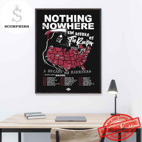 Nothing Nowhere The Return Of The Reaper A Decade Of Darkness Tour 2025 Fan Gifts Home Decor Poster Canvas